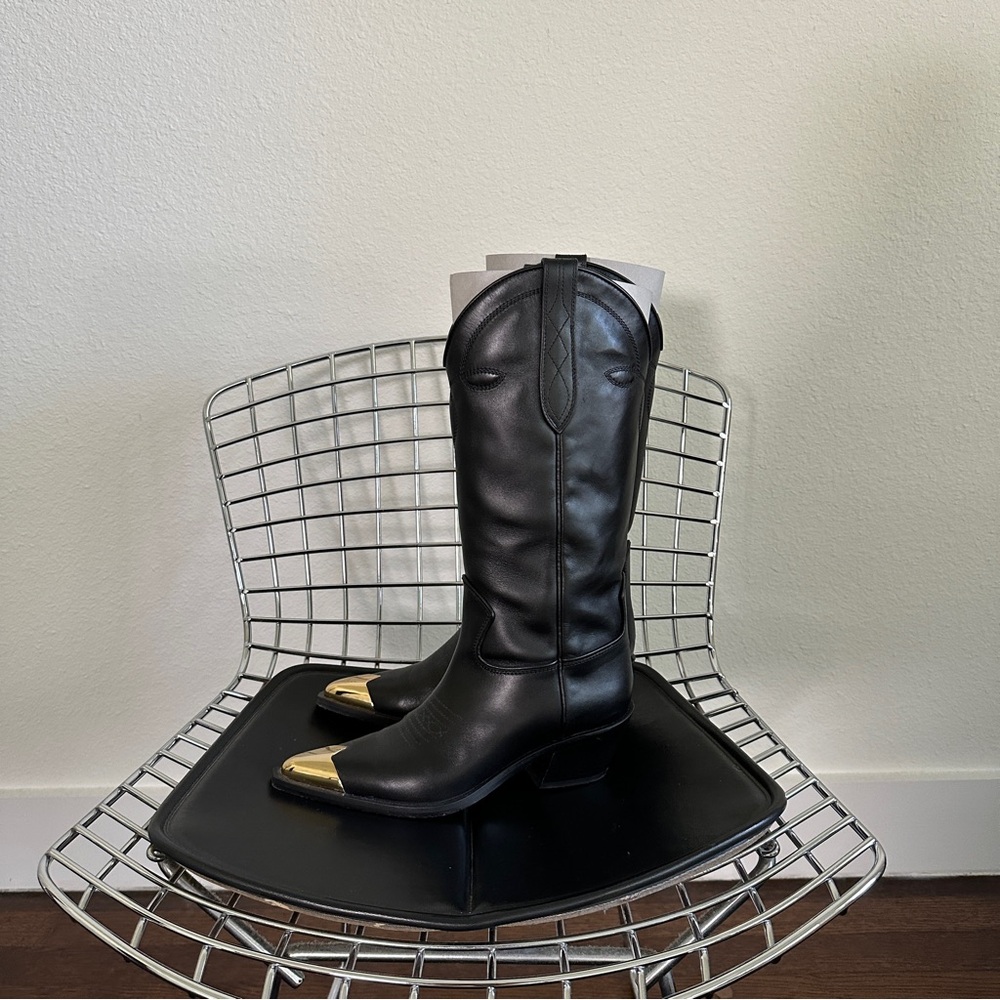 Khaite Fontana Leather Cowboy Boot